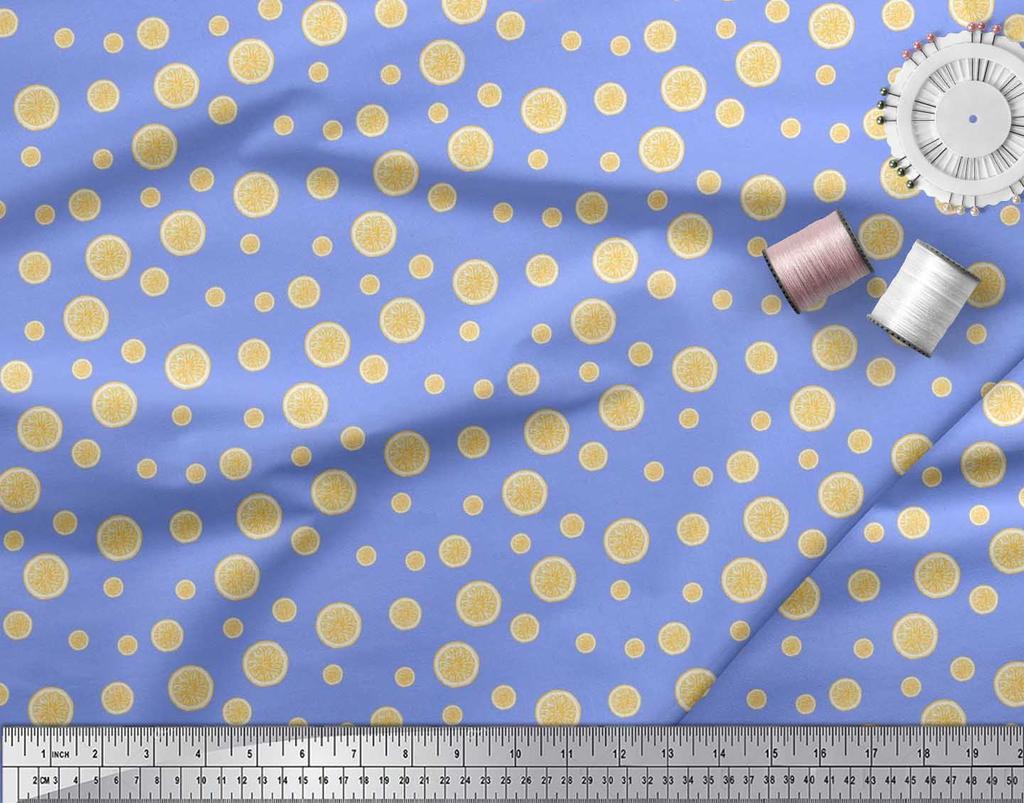 Soimoi Black Poly Crepe Fabric Lemon Slice Shirting Print Fabric by Yard 42 Inch
