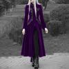 FiveFive Autumn Winter Trench Coat Outerwear Medieval Cosplay Costume Women Fashion Long Sleeve Velvet Tailcoat Jacket Vintage Gothic Long Dress Coat