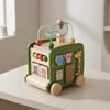 Wooden Activity Bus Multifunctional Shape Sorter with Beads Educational