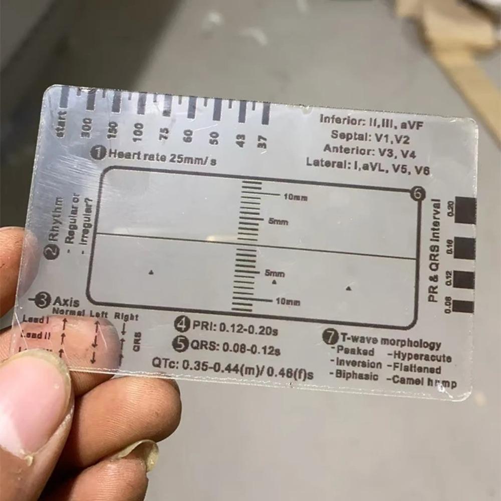 Portable Pocket ECG 7 Step Ruler Card Clear Ekg Interpretation Ruler  for ECG Assessment