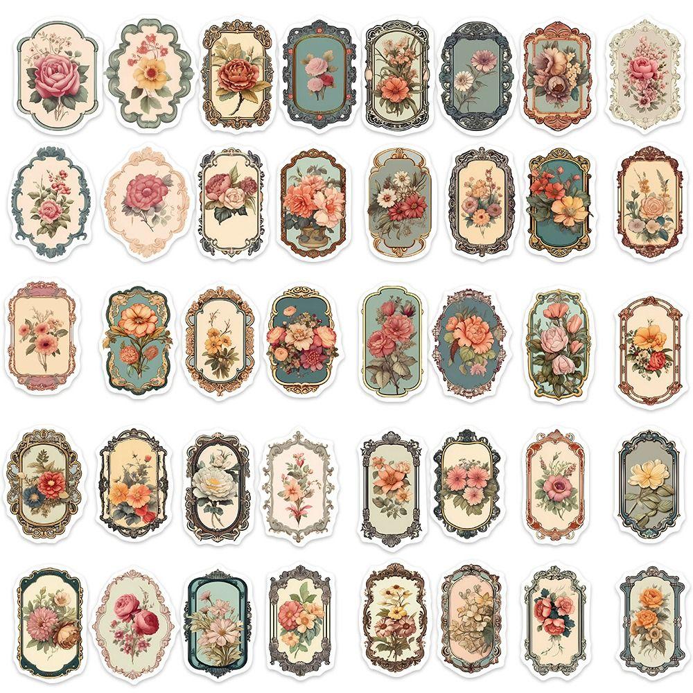 50PCS Retro Design Mirror Graffiti Stickers Waterproof DIY Decorative Stickers Notebook Decoration