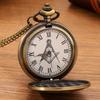 Retro Fashion Men's Bronze Pocket Watch,Classic Vintage Freemasonry Pattern Design Necklace Pendant Pocket Watch,ideal Choice for Gifts