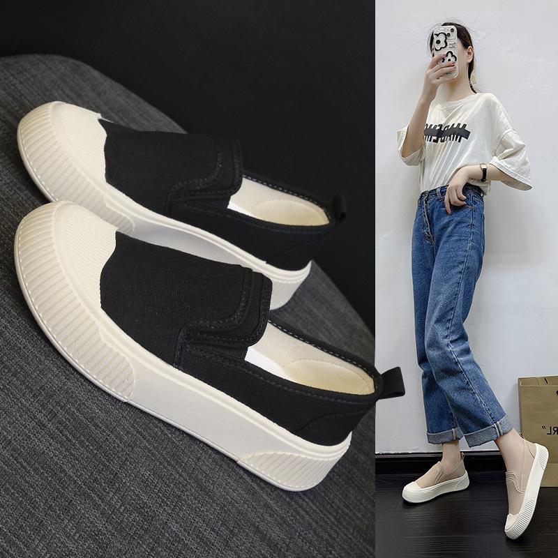 Холщовые лоферы на толстой подошве для женщин. Дизайнерские туфли Sense Board. Туфли-бисквиты. Подходящие по цвету повседневные лоферы без шнуровки на плоской подошве.