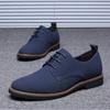 Fashion Men Suede Dress Shoes Lace Up Blue Oxford Shoes For Men Flats Leather Fashion Men Shoes Breathable Comfortable Zapatos Hombre