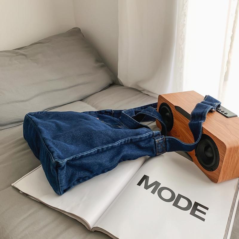 Джинсовая сумка через плечо Женская большая вместительная сумка-мессенджер Студенческая сумка через плечо