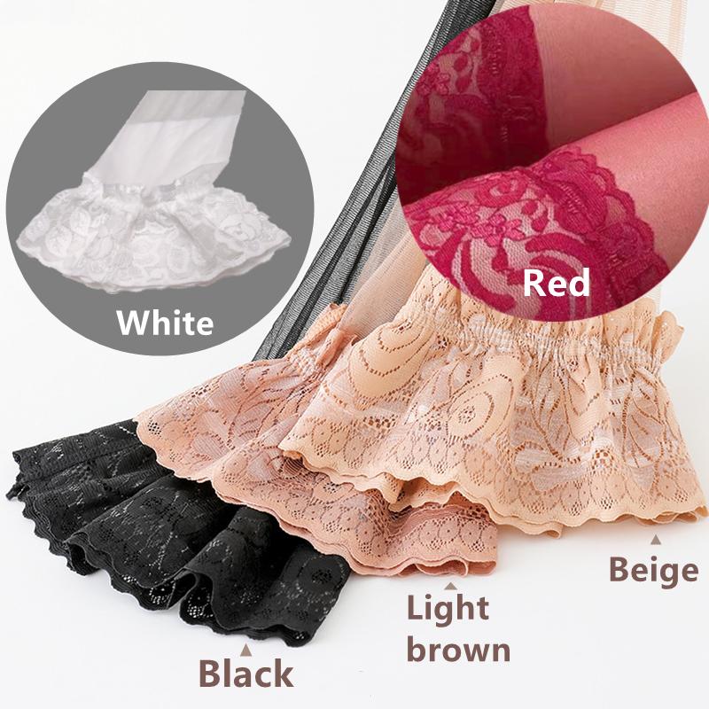 Plus Size Sheer Lace Stockings Woman Queen Size Thigh High Stockings with Non-slip Silicone