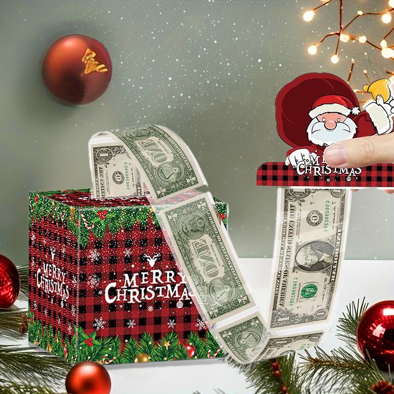 Christmas Christmas Gift Cute Gift Wrap Surprise Money Pull-Out Gift Box Party Favors DIY Xmas Atmosphere 12x12cm