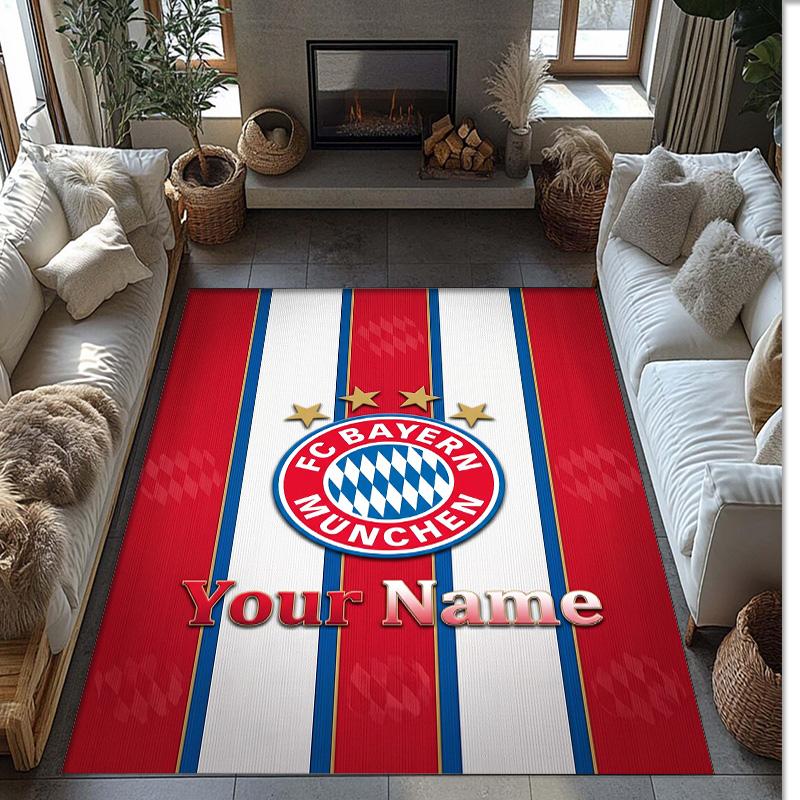 Bayern Munich Printed Crystal Velvet Rug Non‑Slip Crystal Velvet Carpet For Sofa Bedroom Indoor Home Decoration