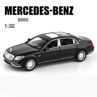 Масштаб 1/32 Benz S650 V12, роскошная литая под давлением модель автомобиля, игрушечный автомобиль с откатным механизмом, звуком и светом для детей, коллекция подарков для мальчиков и девочек