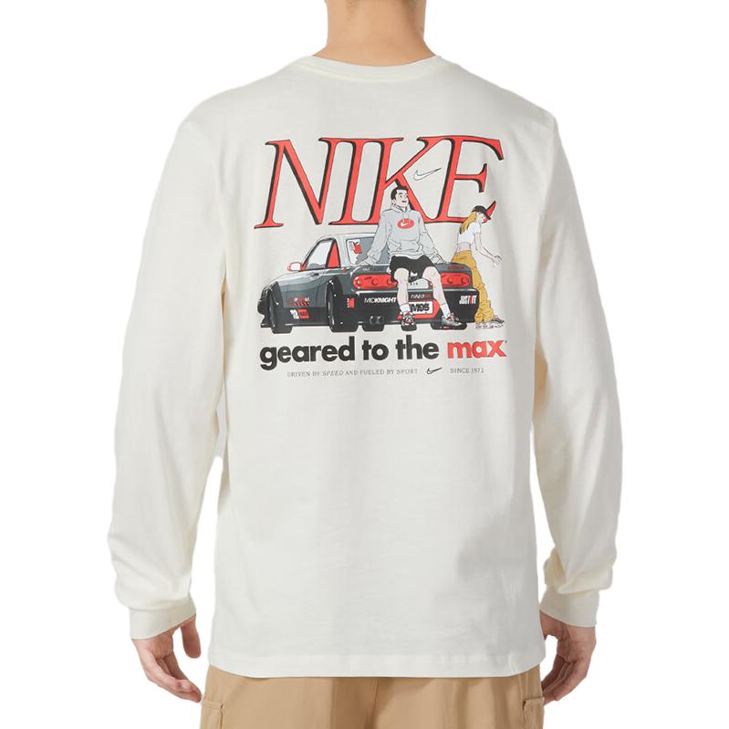 Nike Футболка с длинным рукавом с принтом алфавита, дышащая, мужская, белая FD1340-110