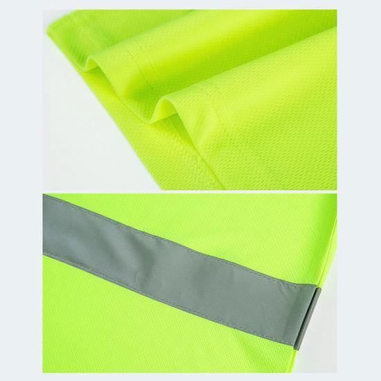 High Visibility Safety T-Shirt Button Lapel Tee Shirt with Reflective Tape Quick-dry Breathable Workwear Security Top for Construction Workers