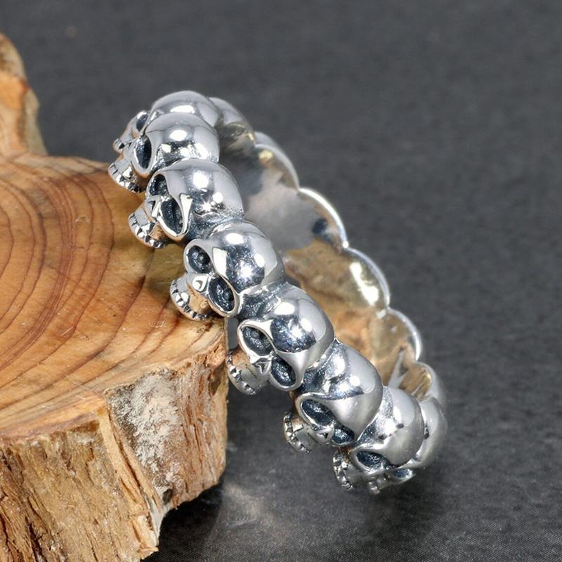 Мужские и женские кольца с черепом, ретро, цвет античное серебро, готические кольца на палец с головой черепа, парные аксессуары, панк, хип-хоп ювелирные изделия