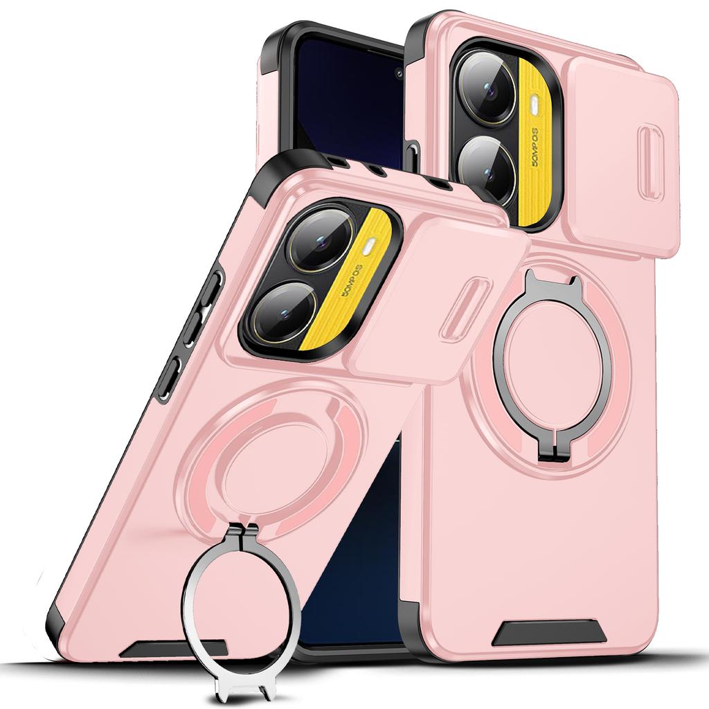 Чехол для POCO X6 X7 Pro 5G Чехол Armor Сдвижная защита объектива камеры Задняя крышка для Xiaomi POCO X7 X6 Кольцо-подставка Противоударный Funda