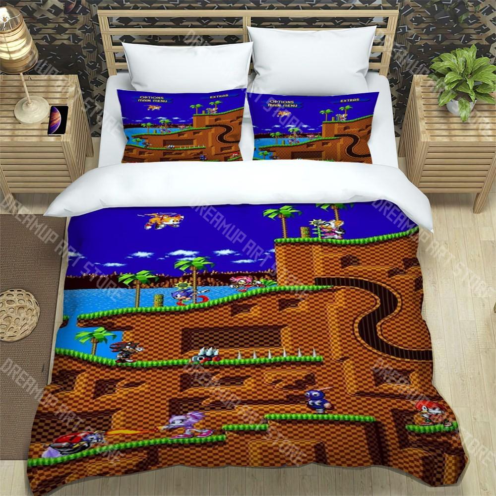 Creative Switch Game Trendy Print Three-piece Set Suitable for Kids or Adults Quilt Cover Pillowcase Bedding Set Birthday Gift