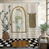 Funny Retro Frog Printed Shower Curtain Cute Vintage Animal Plant For Bathroom Decor