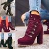 European and American Suede Short Boots New Waterproof Platform High-heeled Short Boots  Autumn and Winter