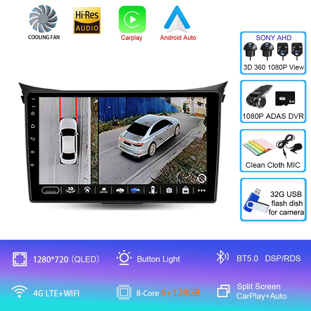 Автомагнитола Android 14 Мультимедийный плеер для Hyundai I30 Elantra 2012 2013 2014 2015 2016 Carplay Auto GPS Навигация Стерео