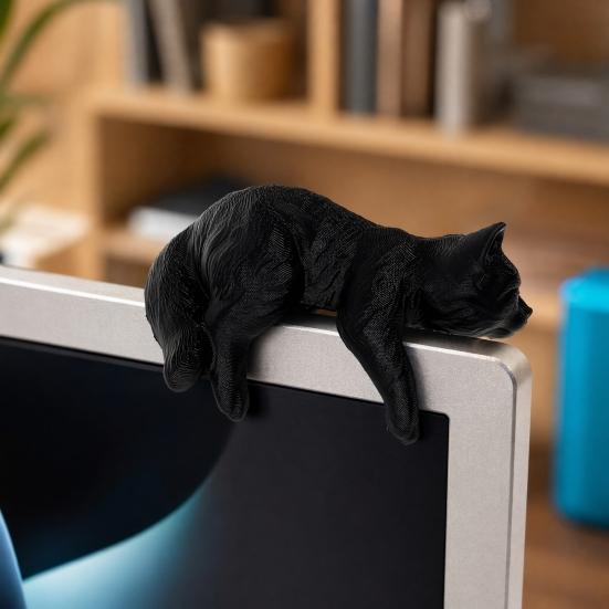 Милая фигурка кошки DYS, Декор для монитора компьютера, 3D-печатный топпер для экрана телевизора, Маленький котенок, Украшение на приборную панель автомобиля, Для зеркала заднего вида, Настольный офисный