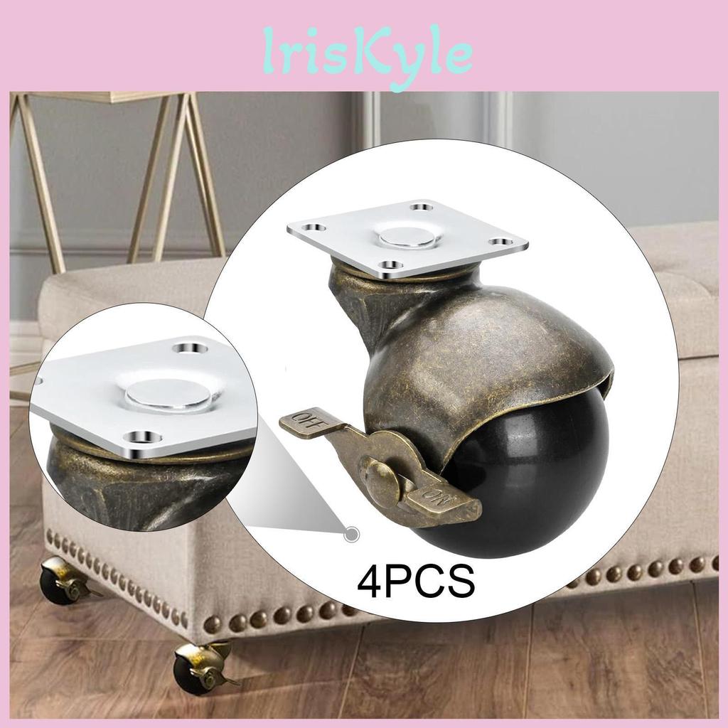 4 антикварных колеса-ролика, шариковые, латунные, винтажные, универсальные, прочные, поворотная пластина, колеса для дисплея