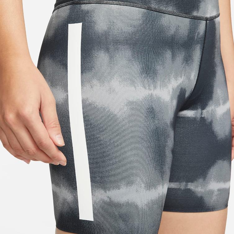 Nike Шорты для тренировок с высокой талией и принтом Tie-Dye, женские шорты серого цвета DO7815-010