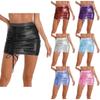 Women Sheer Sparkly Mini Skirt Metallic Shiny Adjustable Drawstring Short Club Skirt for Nightclub Wear