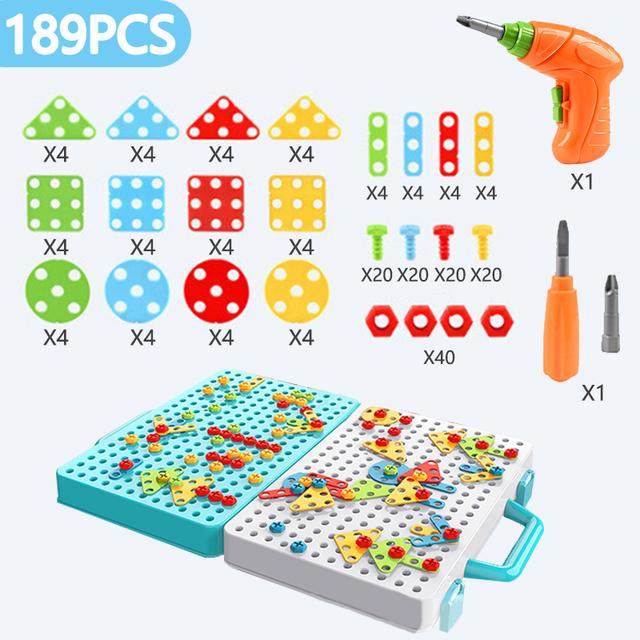 Kids Electric Driller Screw Toy Montessori Nut Assemble Disassembly Boys Simulation Repair Toolbox Set Game Education Toys