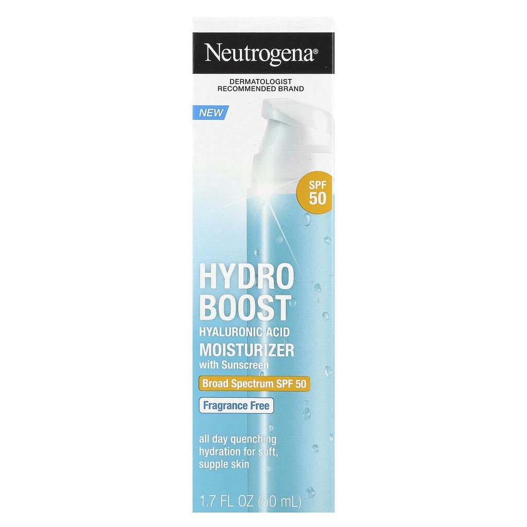 Neutrogena Увлажняющий солнцезащитный крем Hydro Boost с гиалуроновой кислотой, SPF 50, без запаха, 1,7 жидких унций (50 мл)
