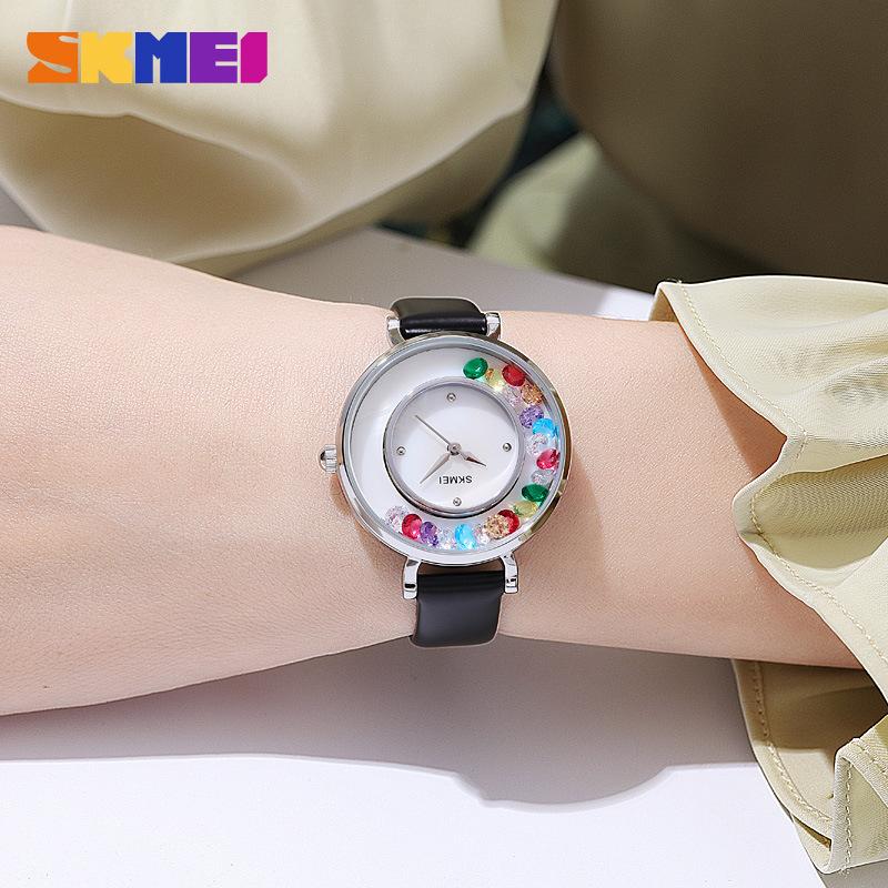 Moment Beauty Skmei Fashion Elegant Gem Ball Изысканные женские часы, модные универсальные кварцевые часы для школьниц