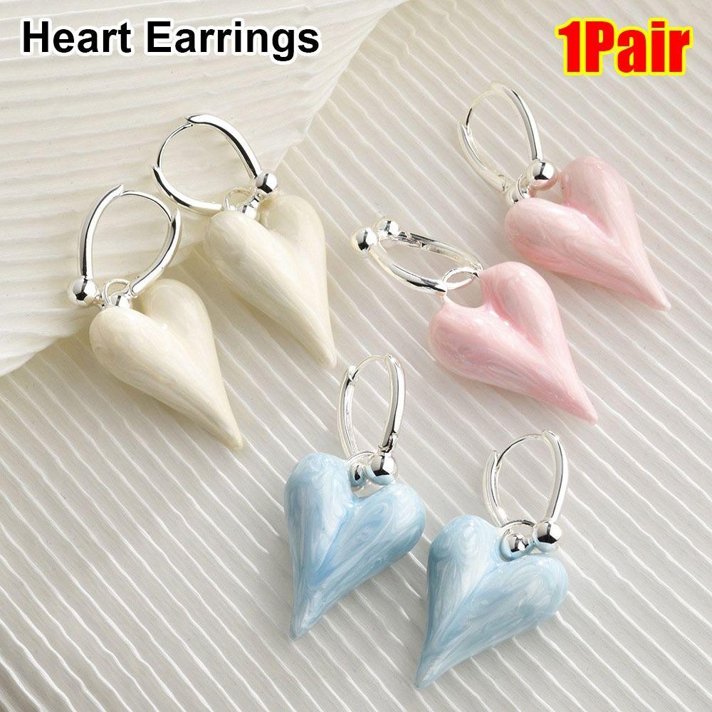 1Pair Heart Shape Fashion Jewelry Candy Trendy Ear Accessories New Heart Earrings Party Gifts