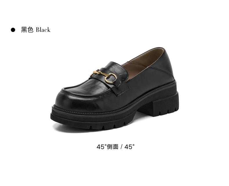 Saturday Fashion Retro Thick Bottom Versatile Le Fu Shoes for Women 2026 Spring New Round Head Comfortable Small Leather Shoes