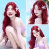 WTB Красный волнистый вьющийся длинный синтетический парик для женщин, элегантная таинственная челка с разделением, фестиваль, косплей, волна, длинные вьющиеся волосы