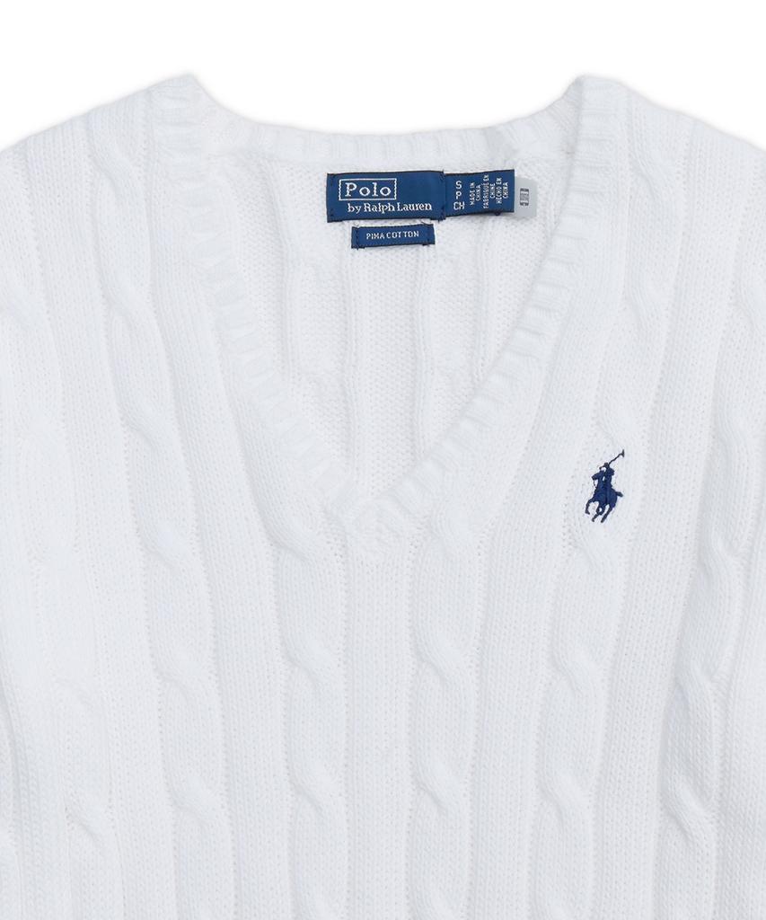 POLO RALPH LAUREN Cable Knit Cotton V-Neck Sweater - White