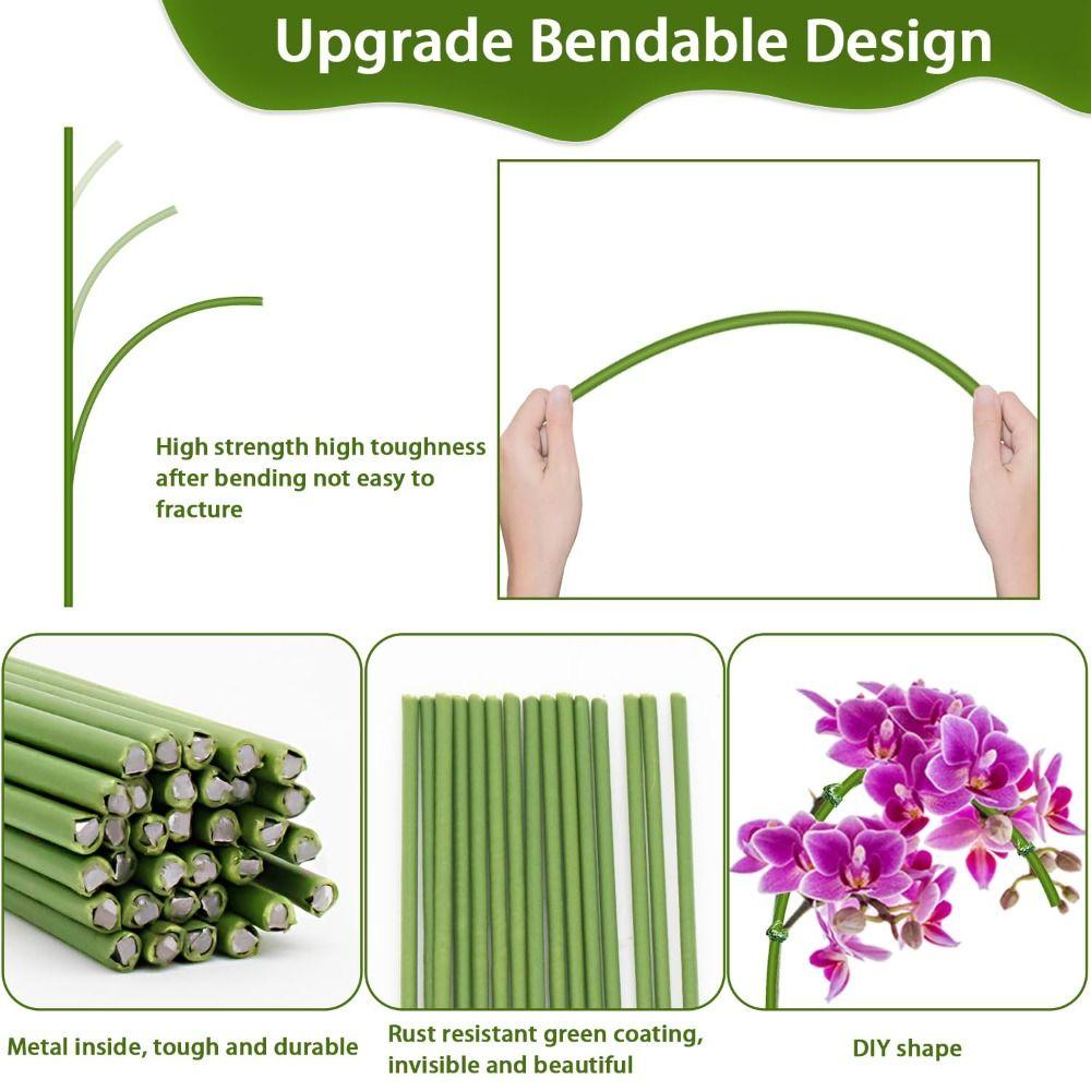 20Pcs Bendable Plant Stakes Single Stem Plant Support Stakes Flower Making Plant Sticks