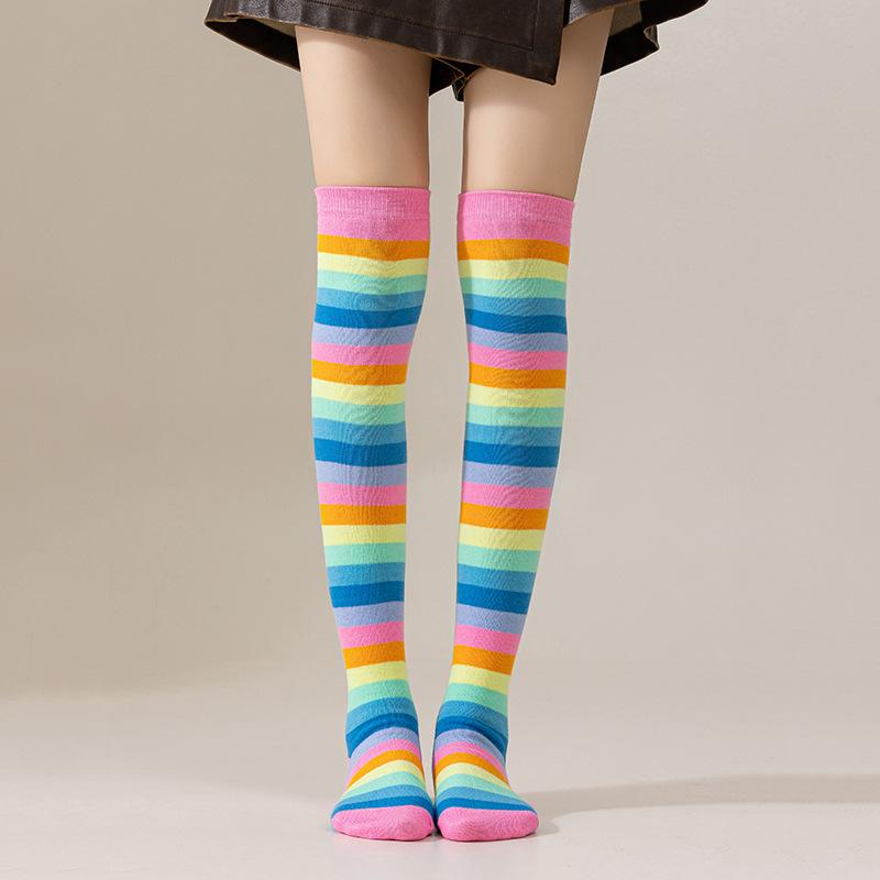 European and American Rainbow Striped Socks Children's Party Performance Halloween Cosplay Long Leg Over Knee Socks