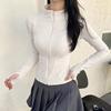 Breathable and non-sweaty yoga jacket women's stand-up collar full zipper waist thin long sleeves high elastic thumb sleeves small summer