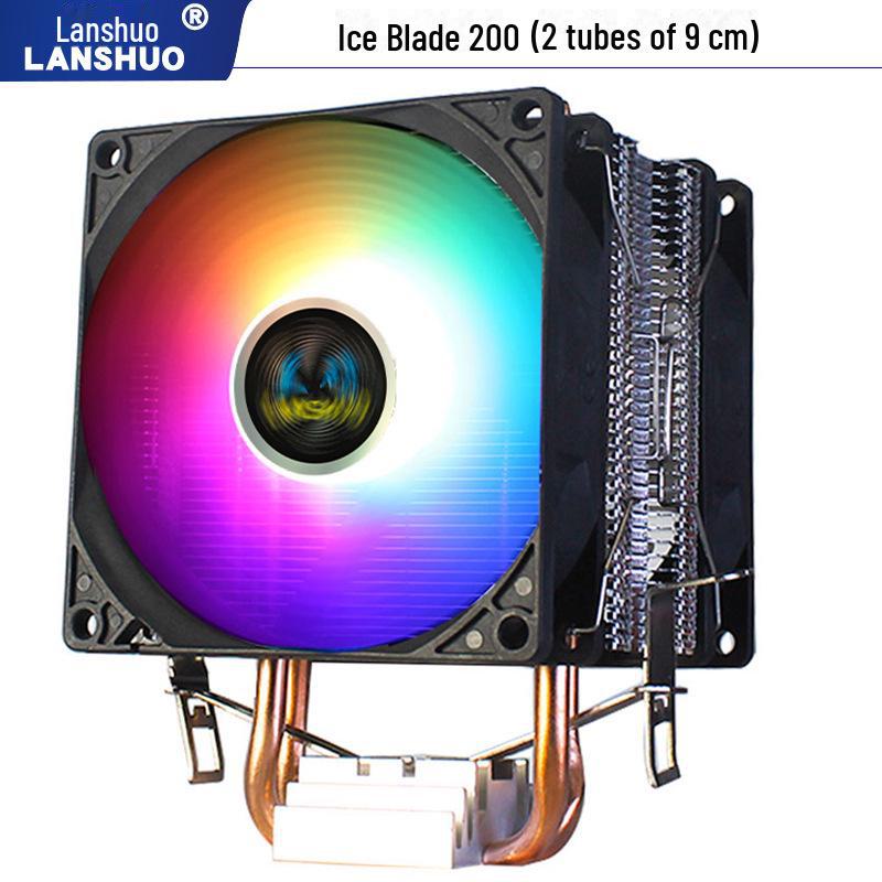 Радиатор для ЦП 12-го поколения с двумя медными трубками, бесшумный вентилятор со светодиодной подсветкой для настольных ПК, совместимый с сокетами 1150/1366/1700.