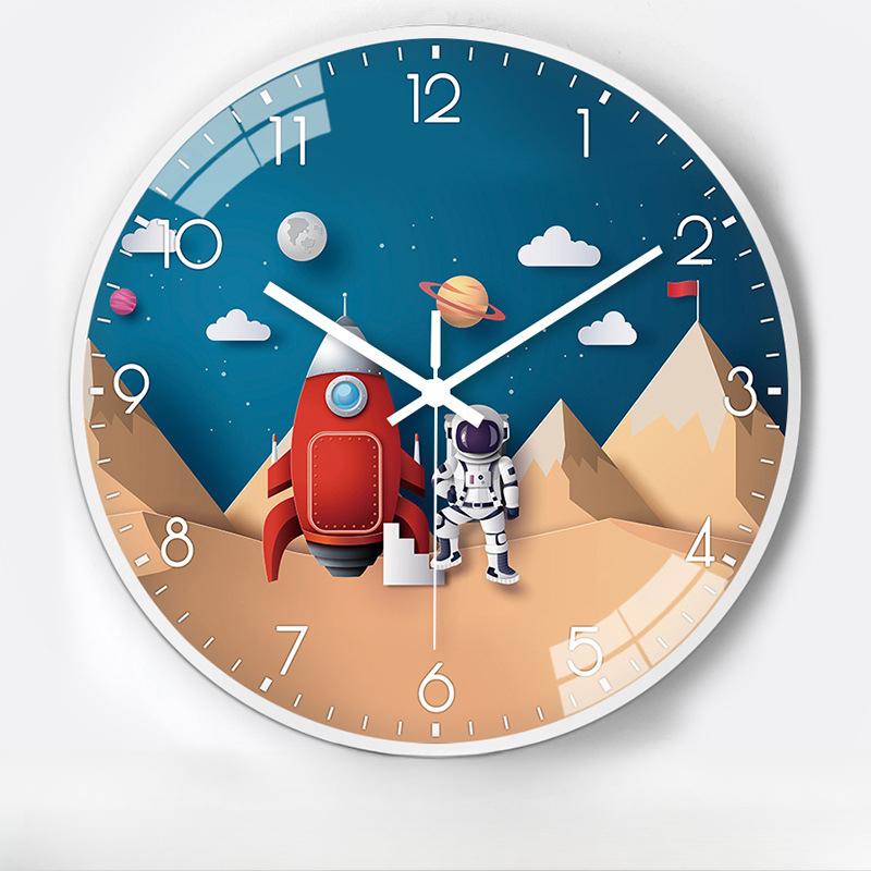 12-дюймовые 30 см креативные космические автоматические часы-радио с таймером детские мультяшные бесшумные настенные часы для спальни