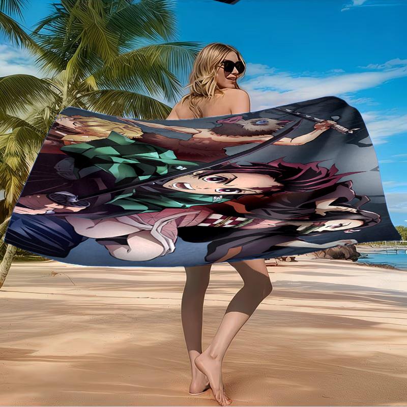 Demon Anime Group Beach Towel Microfiber Beach Towel, Lightweight and Quick-Dry, for Summer Travel, Swimming Pool Fan Birthday Gift