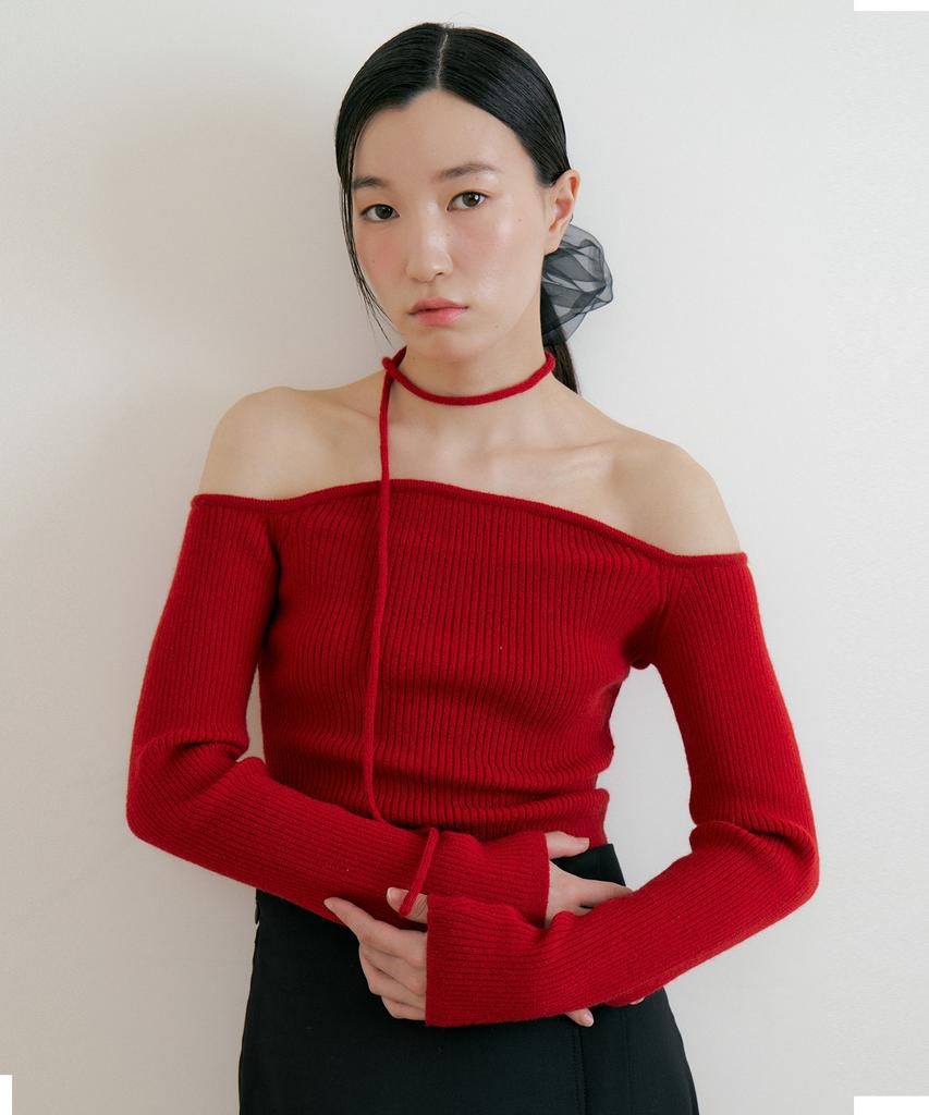 LUCIR ZU Wool Upper Strap Knit (Red)