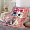 1pc Cute Cartoon Cat with Pink Bowknot Blankets, Cartoon Blanket, for Decorating Your Own Sofa and Living Room, Super Soft Flannel, for All