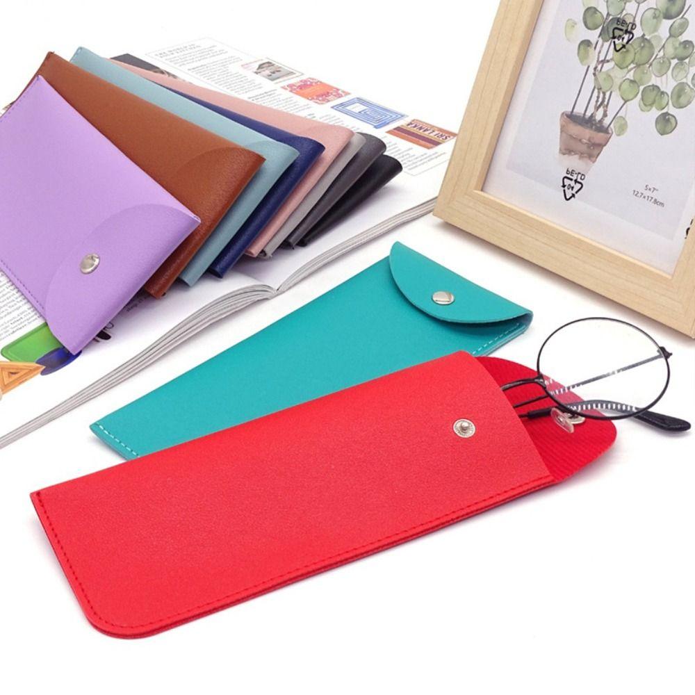 Простой чехол для солнцезащитных очков из ПУ кожи, чехол для чтения, мешочек на шнурке, карман для очков, унисекс