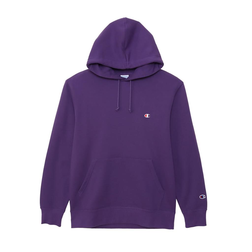Champion Long Sleeve Fleece Hoodie with Embroidered Deep Size Men's Logo, Purple, C3-Y136L