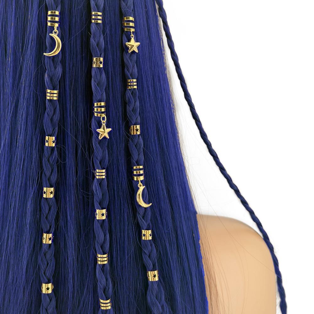 44pcs Stars Moon Hollow Out Hair Ring Dread Locks Hair Braid Tubes Dreadlocks Beads Decor