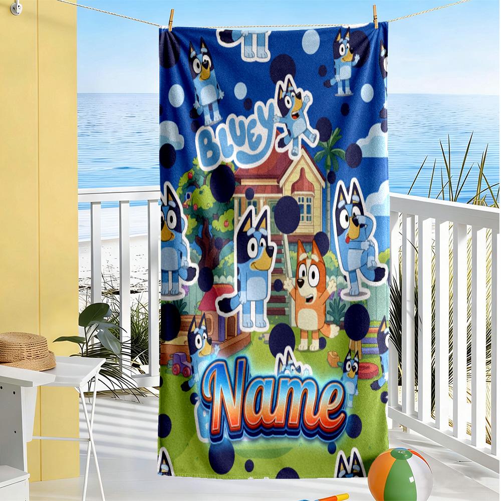 Rainbow Friends Customizable Name Beach Towel High Absorbency & Quick-Dry Suitable for Sports Travel Swimming Yoga Bathroom Beach And Pool
