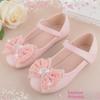 2024 Spring & Fall Korean Girls' Leather Princess Shoes with Lace Bowknot