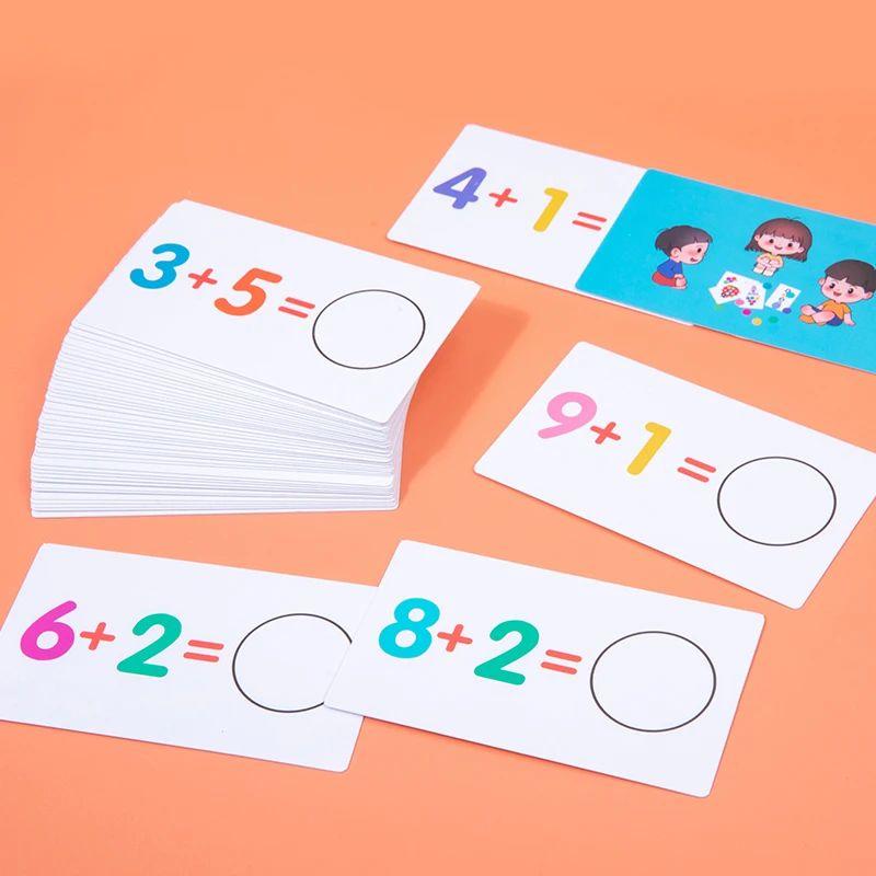 Children's Math Learning Game Number Cards Montessori Wooden Addition And Subtraction Practice Arithmetic Logical Thinking