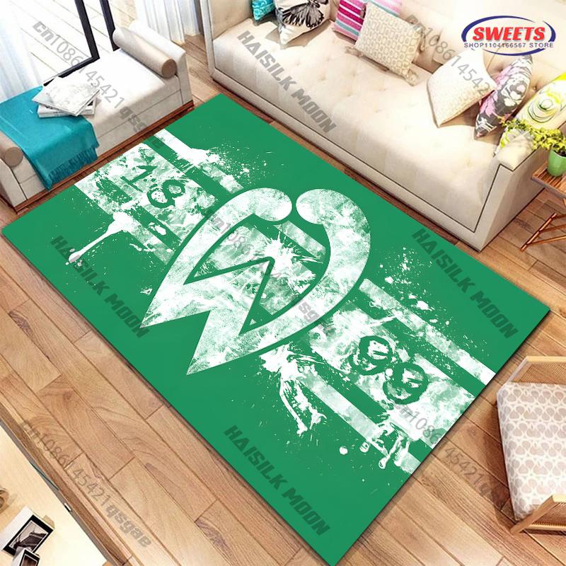 Werder Bremen Logo Pattern Print Flannel Area Rug Football Club Design Soft Comfortable Floor Mat For Living Room Bedroom