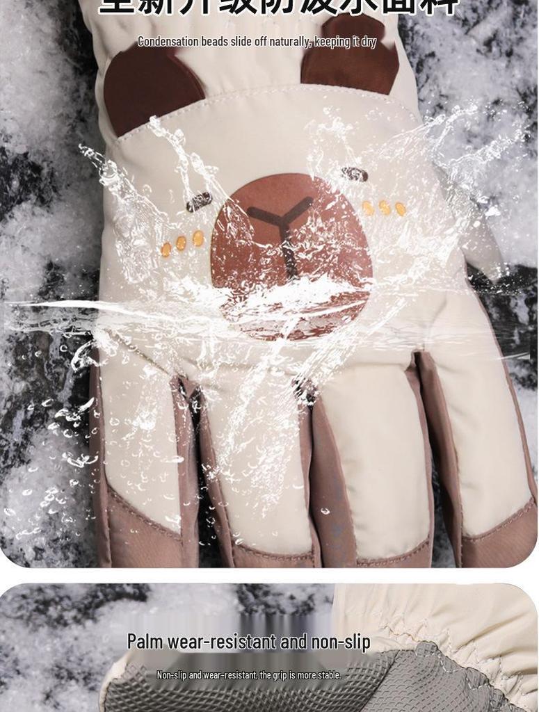 Capybara Kids' Winter Ski Gloves - Waterproof, Windproof, Warm, for Boys, Girls, and Teens