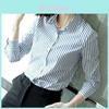 Womens Striped Long Sleeve Shirt With Polished Design For Office Wear