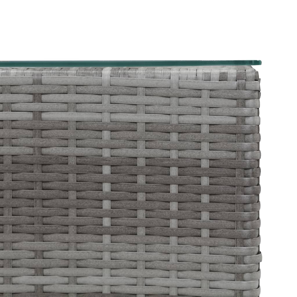 Side Tables Set of 3 with Glass Tops Grey Poly Rattan